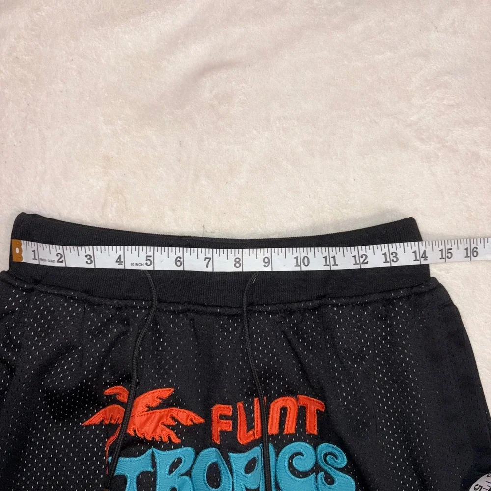 JUST DON Flint Tropics Basketball Shorts Mens XL Black Semi-Pro Jackie Moon Mesh